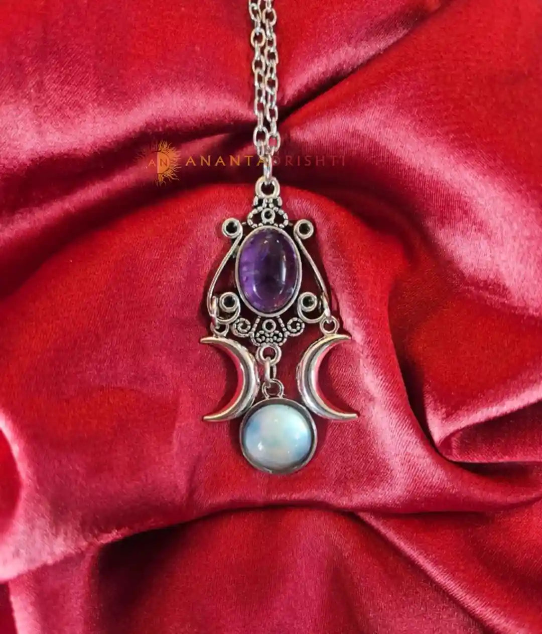 Amethyst Triple Moon Pendant