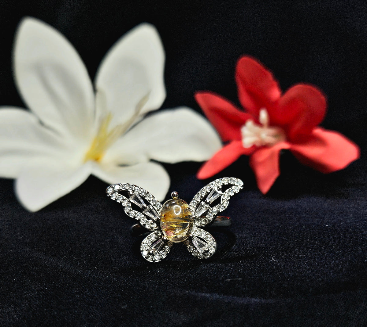 Butterfly Golden Rutite Ring