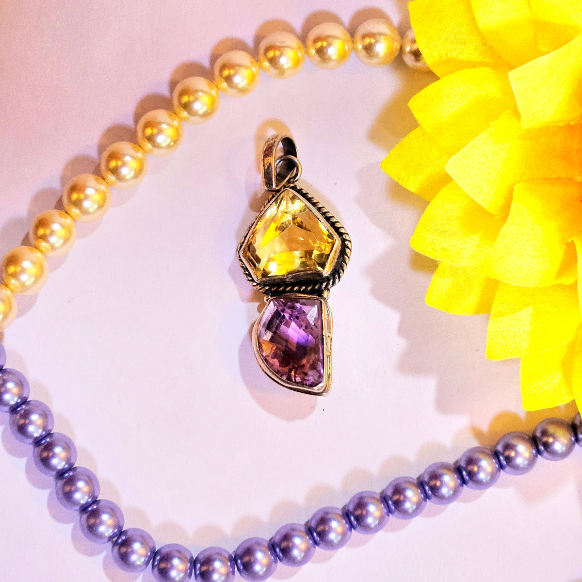 Citrine and Amethyst Pendant
