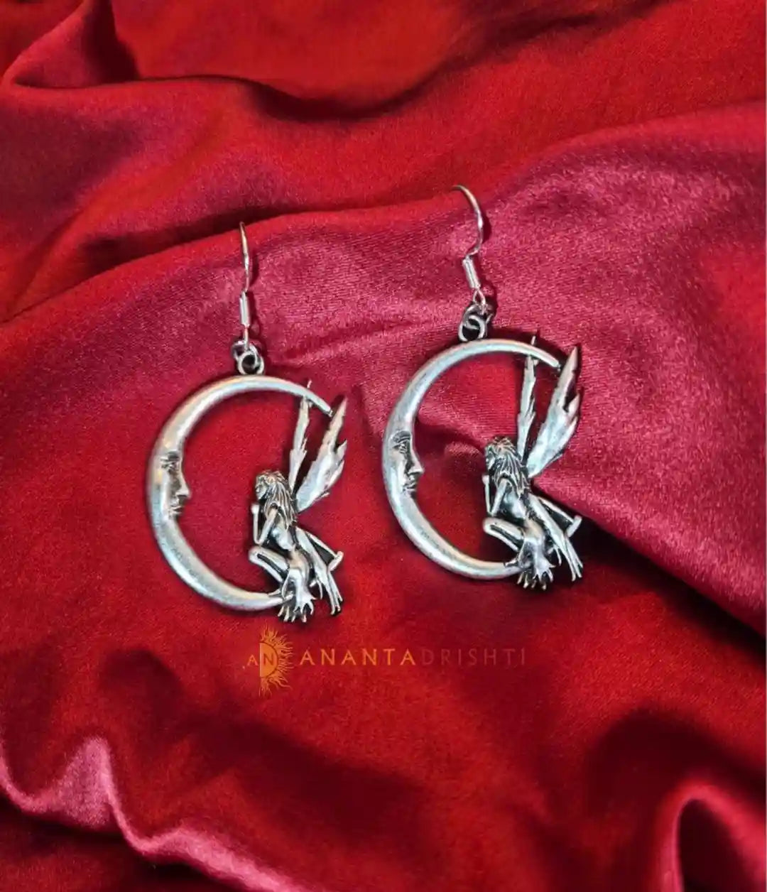 Fairy on Half Moon Earrings
