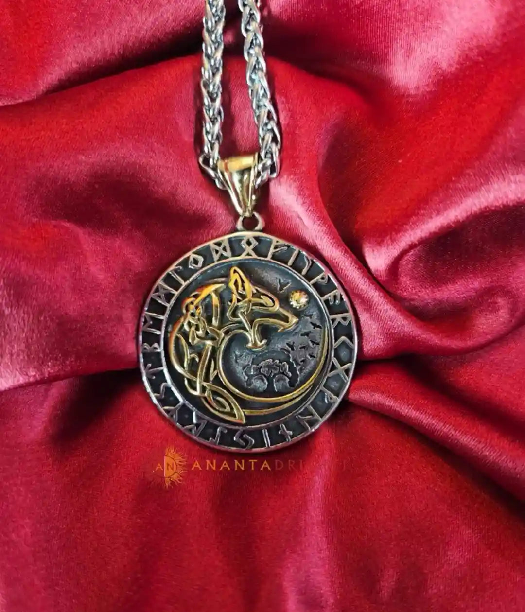 Wolf Rune Double sided Talisman Pendant