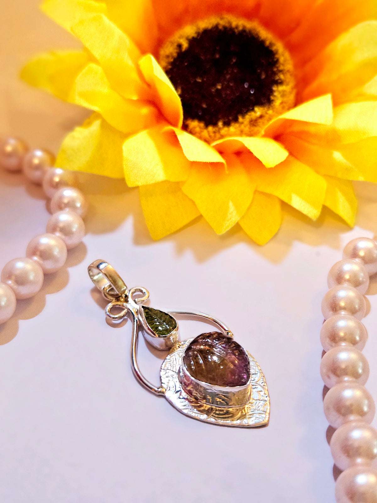 Tourmaline Leaf Pendant